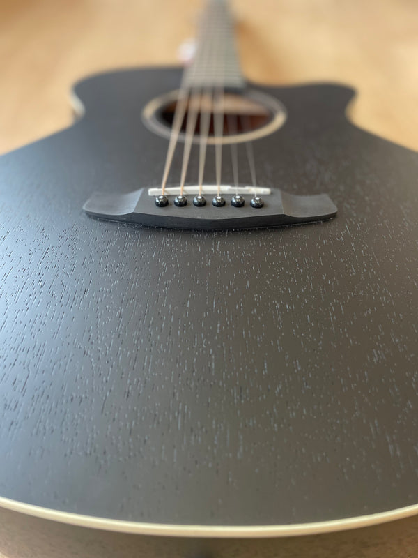 Black Satin Electro Acoustic Guitar - Comfortable Shape