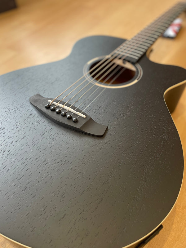 Black Satin Electro Acoustic Guitar - Comfortable Shape